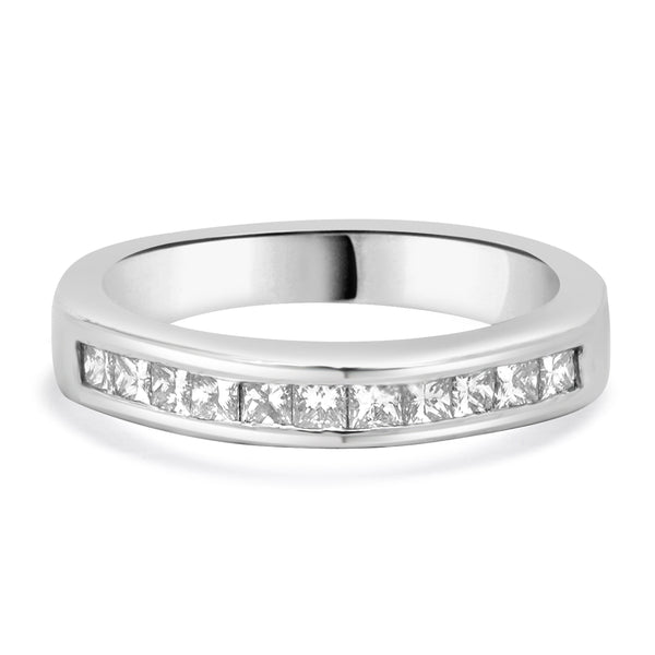 Platinum Channel Set Princess Cut Diamond Band