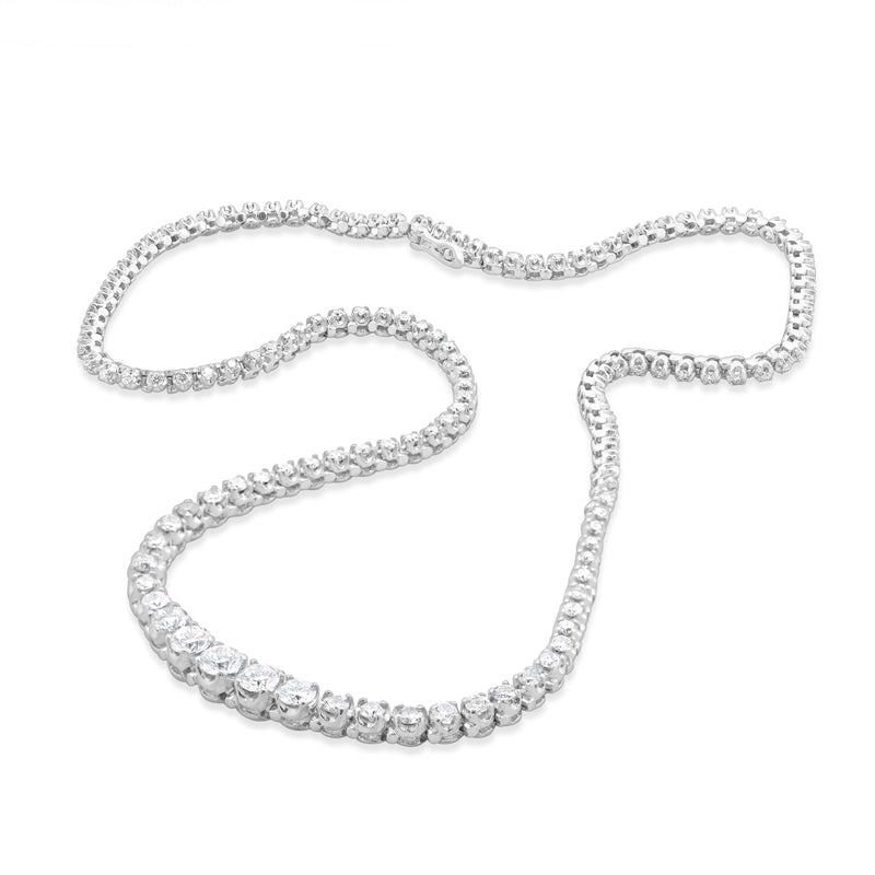 14 Karat White Gold Graduated Diamond Inline Tennis Necklace