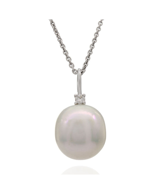 South Sea Pearl and Diamond Drop Chain Necklace