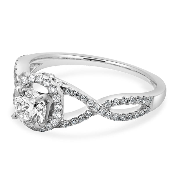 14 Karat White Gold Round Diamond Engagement Ring