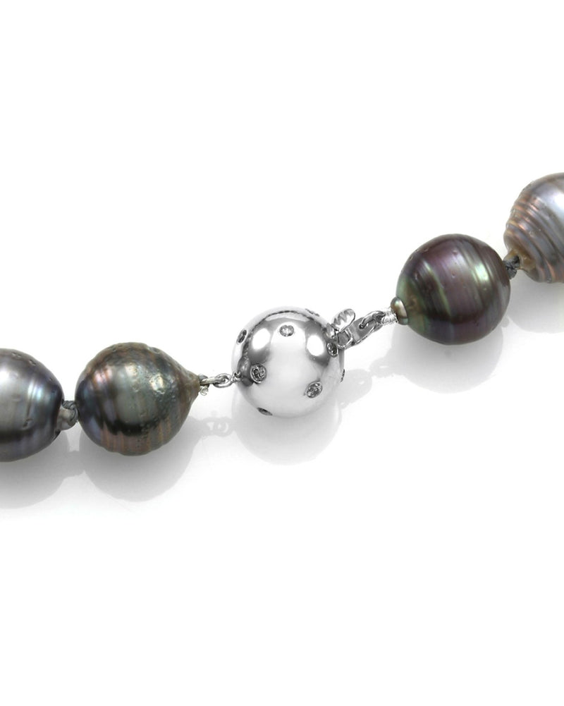 Tahitian Baroque Pearl Necklace with Diamond Ball Clasp