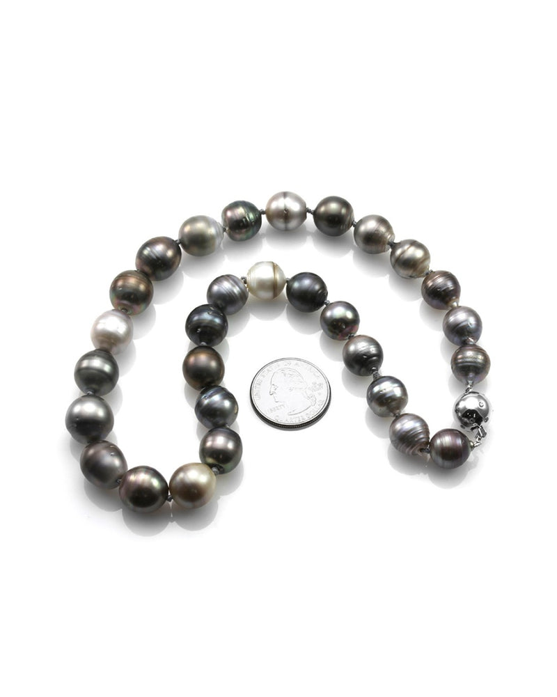 Tahitian Baroque Pearl Necklace with Diamond Ball Clasp