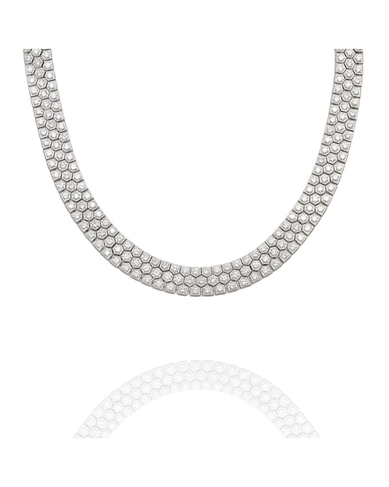 Platinum Diamond Honeycomb Collar Necklace