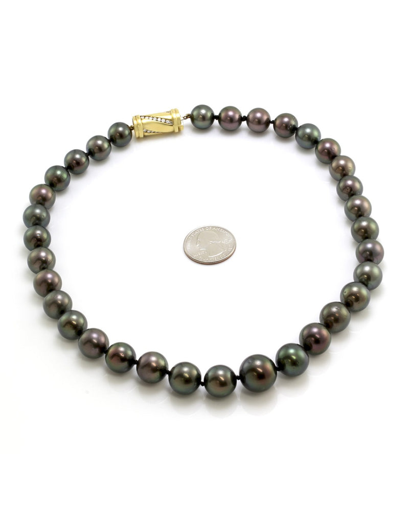 Tahitian Pearl Necklace with Diamond Barrel Clasp