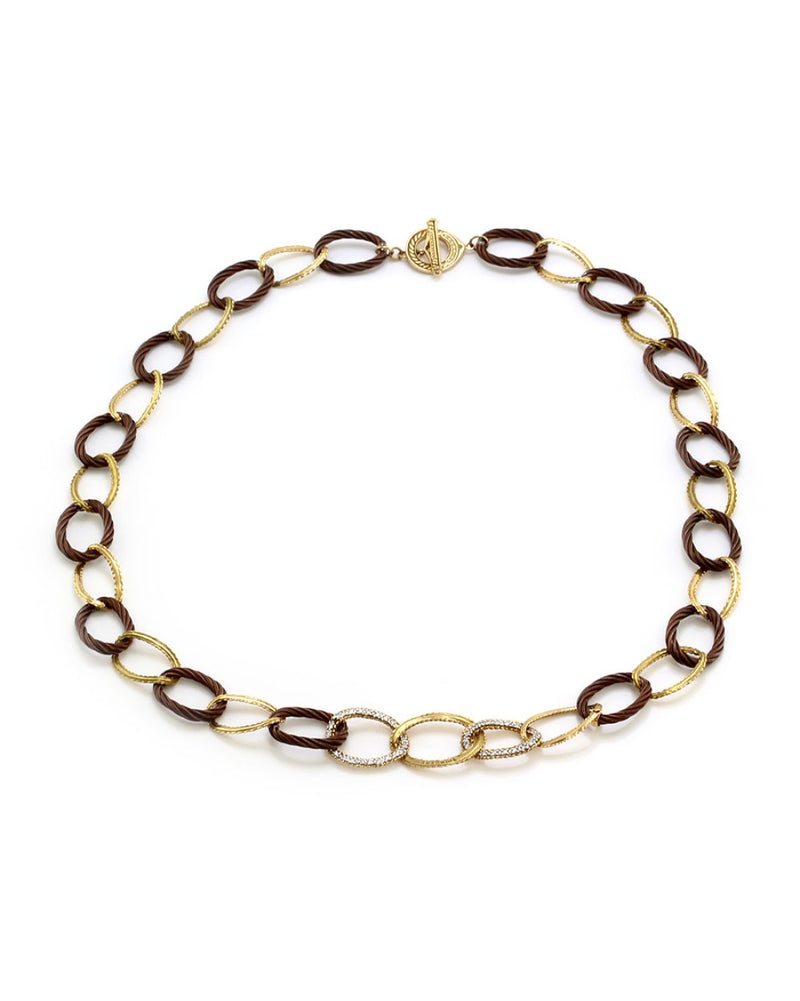 Charriol Diamond Oval Link Necklace in Yellow Gold