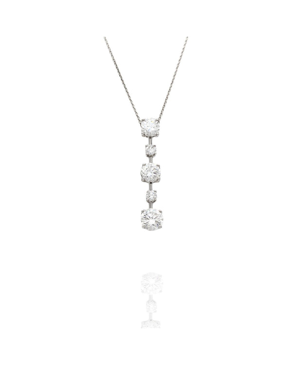 Platinum 5 Stone Diamond Drop Pendant