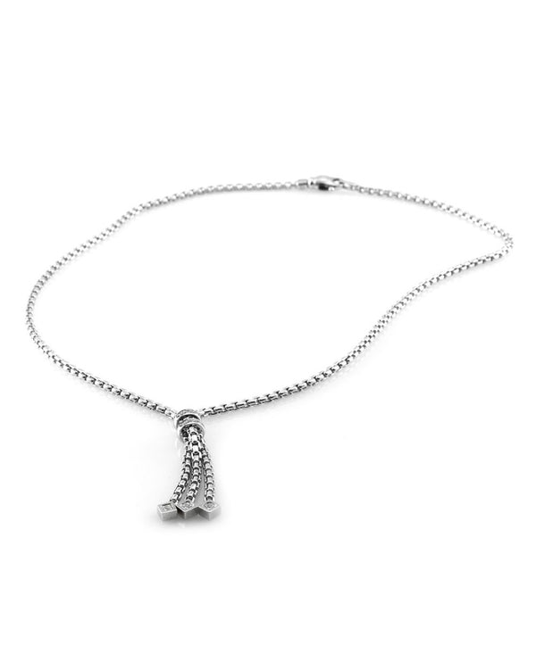 Pave Diamond Lariat Necklace in White Gold