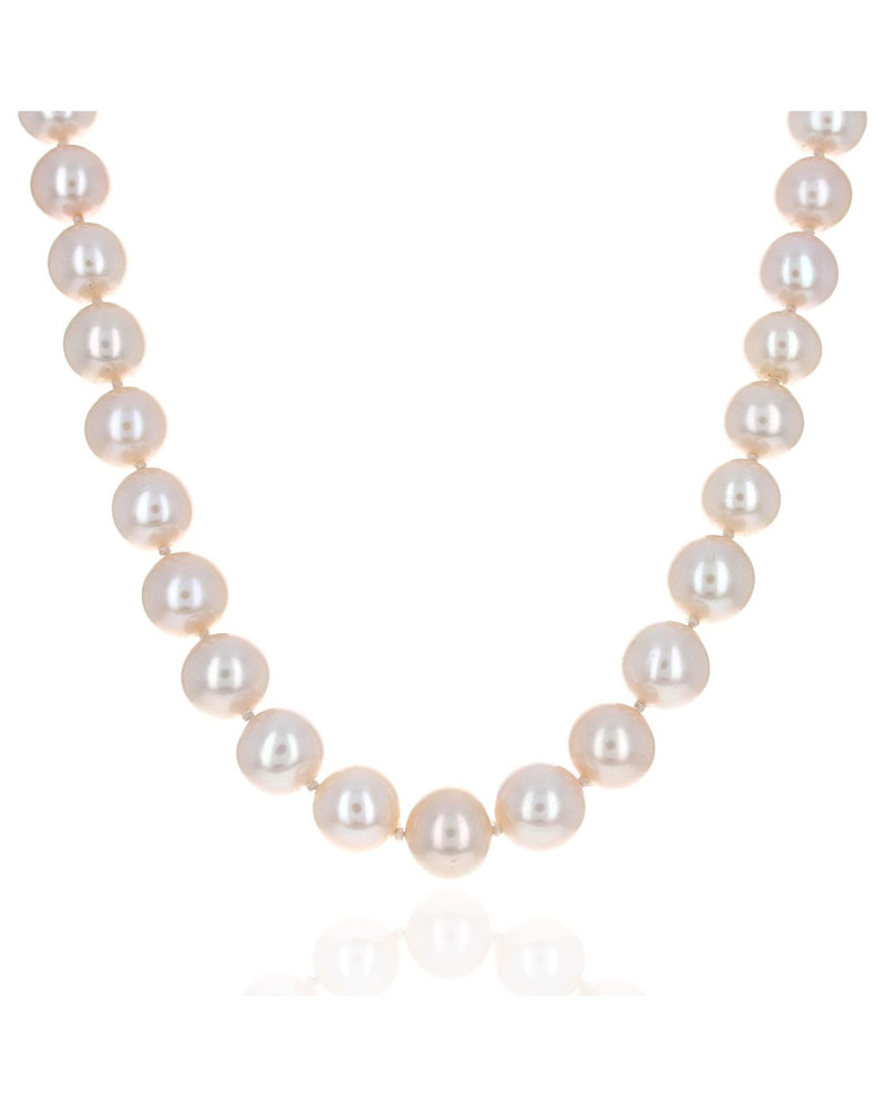 Chinese Pink Pearl Single Strand Necklace with Diamond Ball Clasp