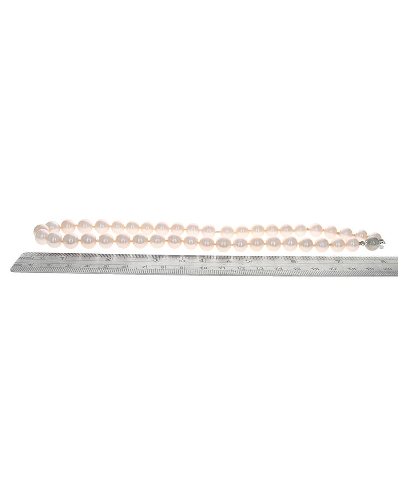 Chinese Pink Pearl Single Strand Necklace with Diamond Ball Clasp