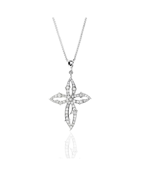 Stephen Webster Thorn Pave Diamond Cross Necklace in Gold