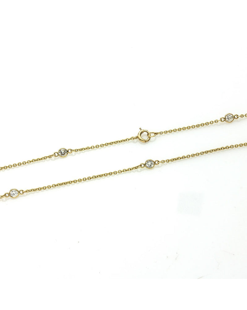 14K Yellow Gold Diamond Station Opera Length Necklace