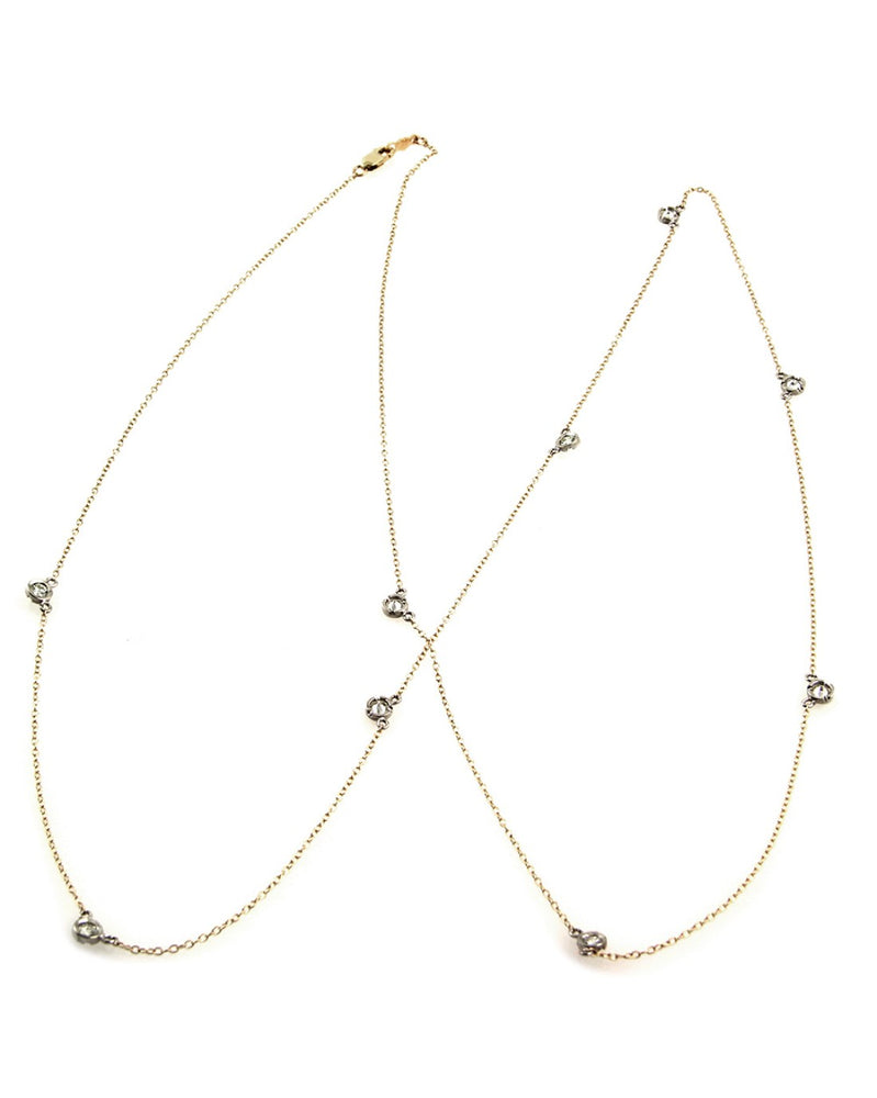 Nine Diamond Station Gold Necklace