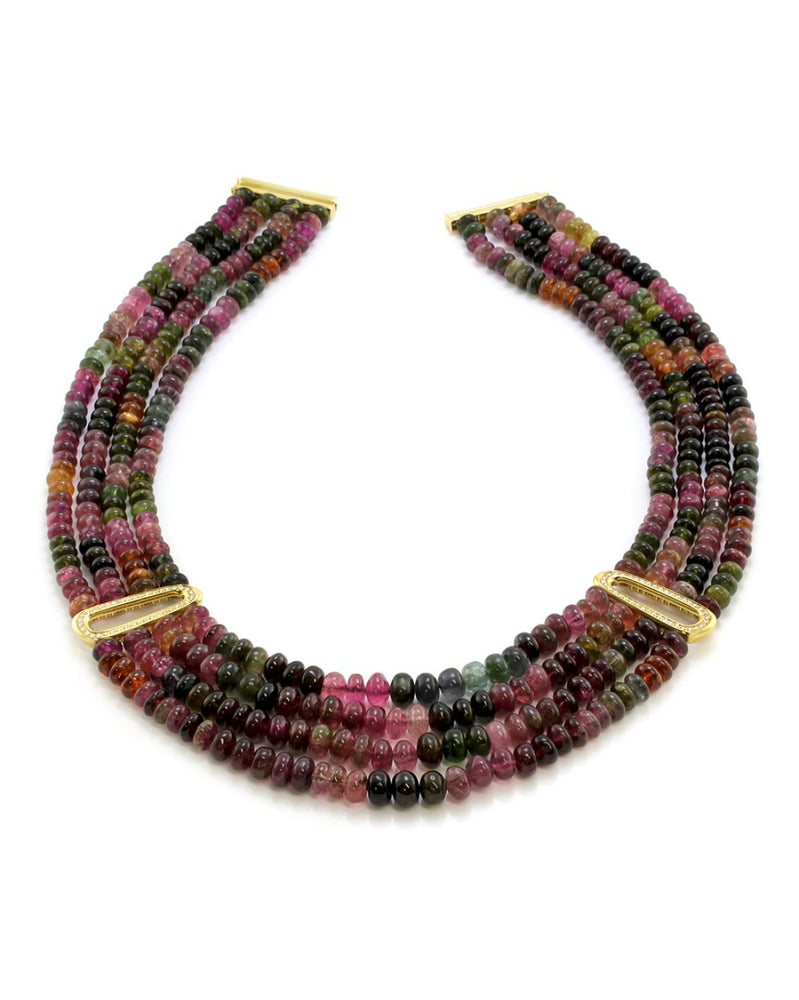 Antonini Gioielli Tourmaline Bead Necklace with Diamonds and Gold