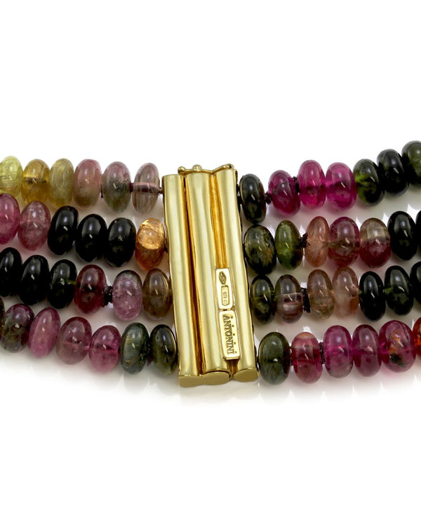 Antonini Gioielli Tourmaline Bead Necklace with Diamonds and Gold