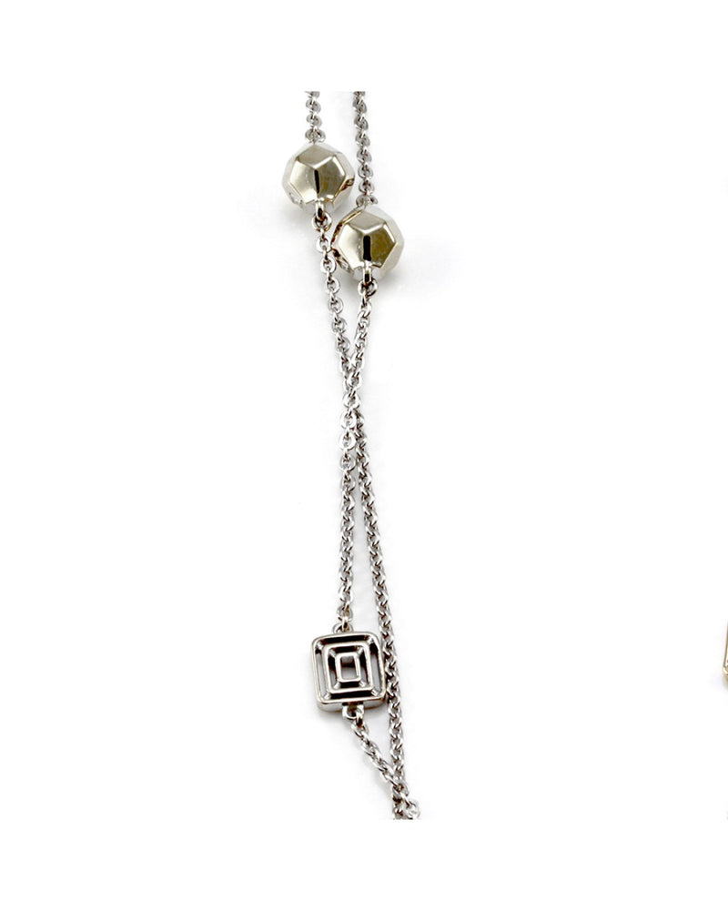 Mimi So Rock Station Necklace in White and Yellow Gold