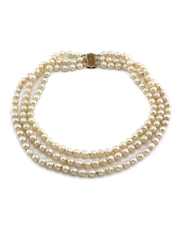 Pearl Necklace with Gold Clasp