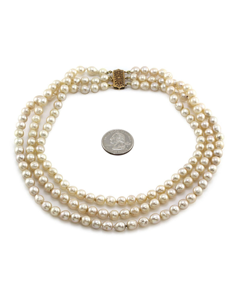 Pearl Necklace with Gold Clasp