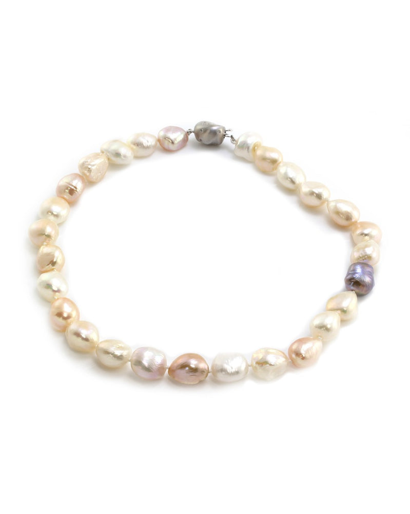 Pastel Multi-Color Freshwater Pearl Necklace with Gold Clasp