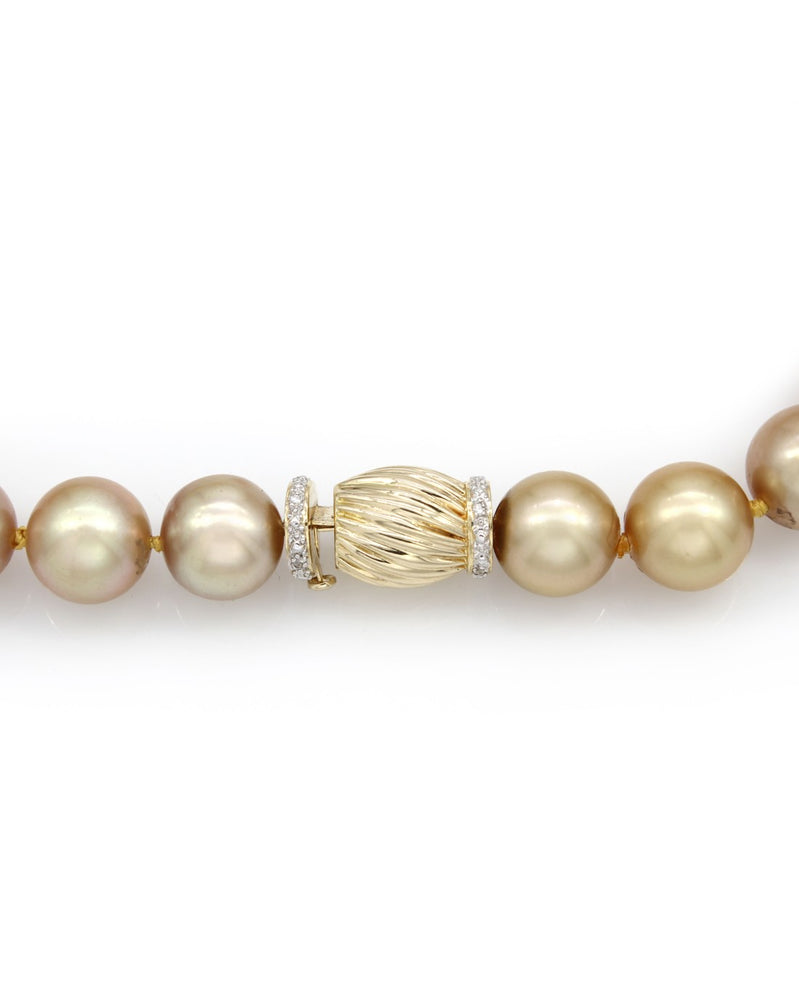 Golden South Sea Pearl Necklace with Diamond and Gold Clasp