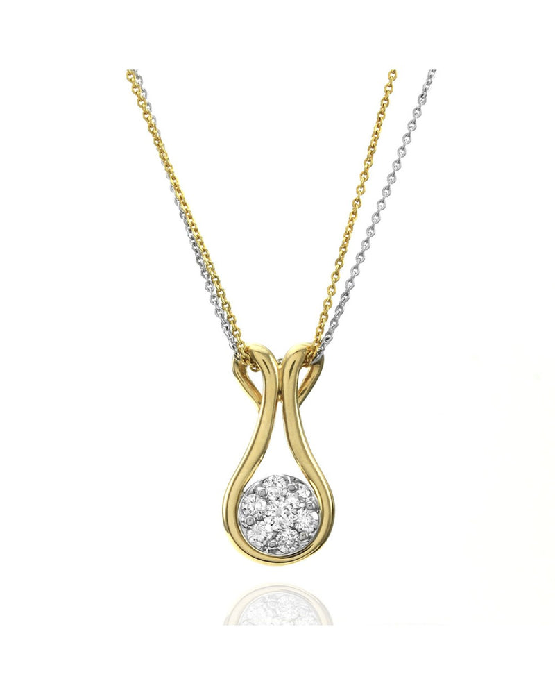 Diamond Pave Elongated Drop on Double Chain Necklace