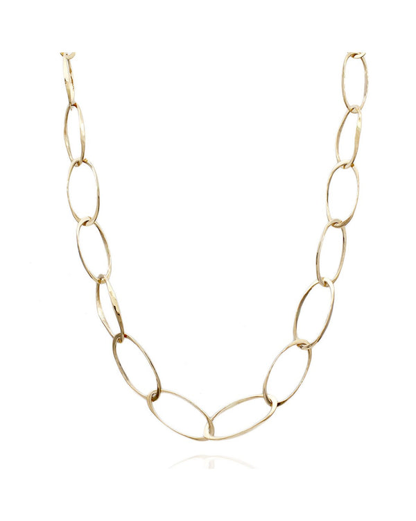 14K Flat Oval Link Necklace