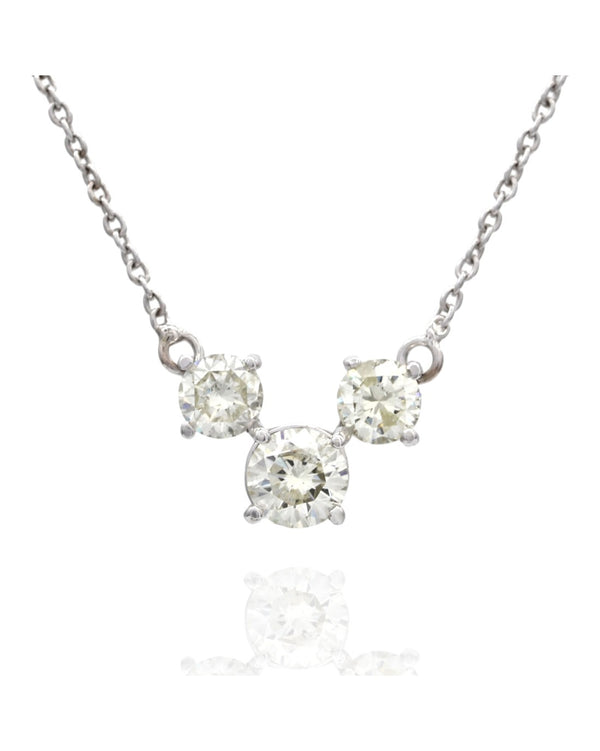 3 Stone Diamond Chain Necklace in Gold