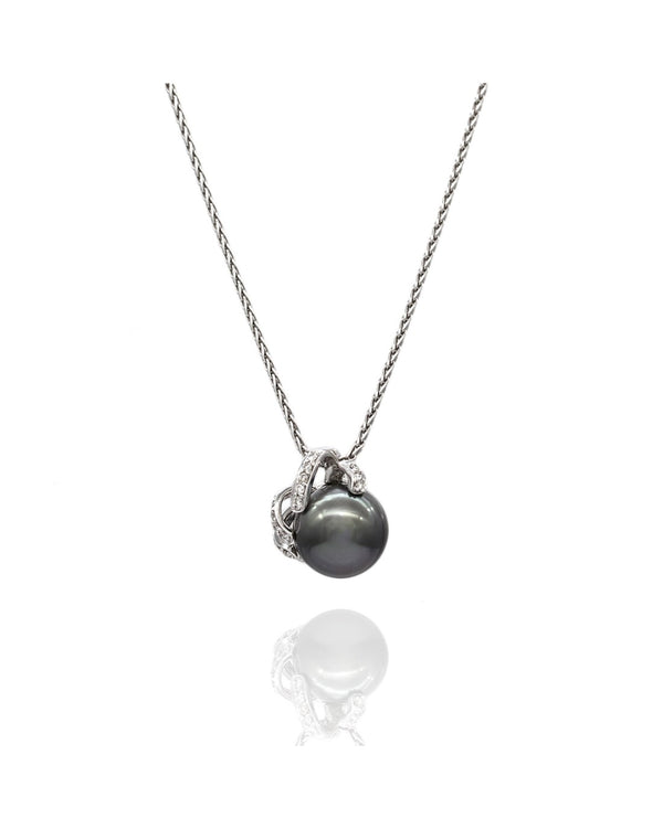 Tahitian South Sea Pearl and Diamond Enhancer Necklace in Gold