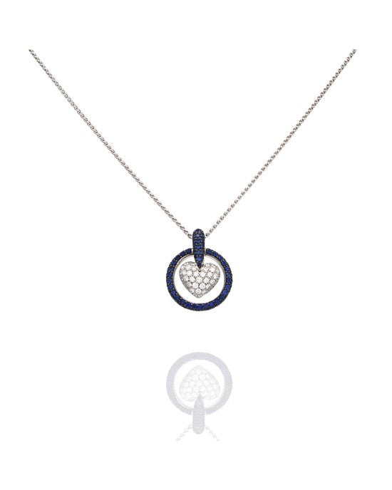 Turgeon Raine Sapphire and Diamond Heart Necklace in Gold