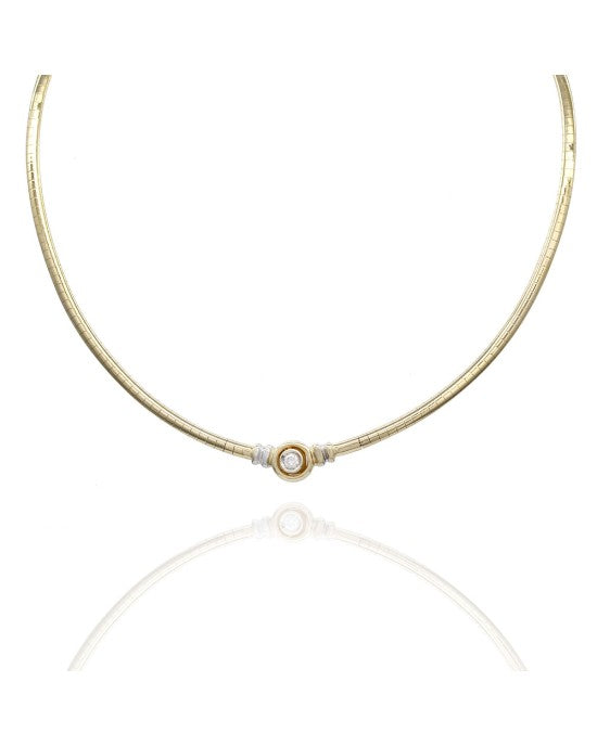 Diamond Solitaire Omega Necklace in Gold