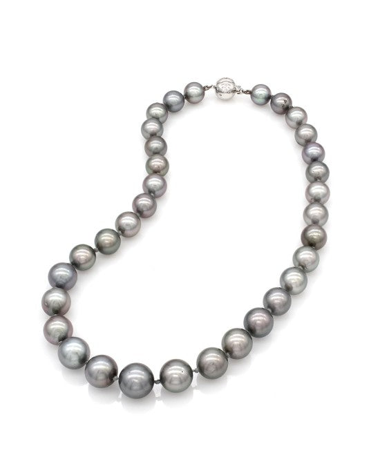 Tahitan Pearl Necklace with Diamond Ball Clasp