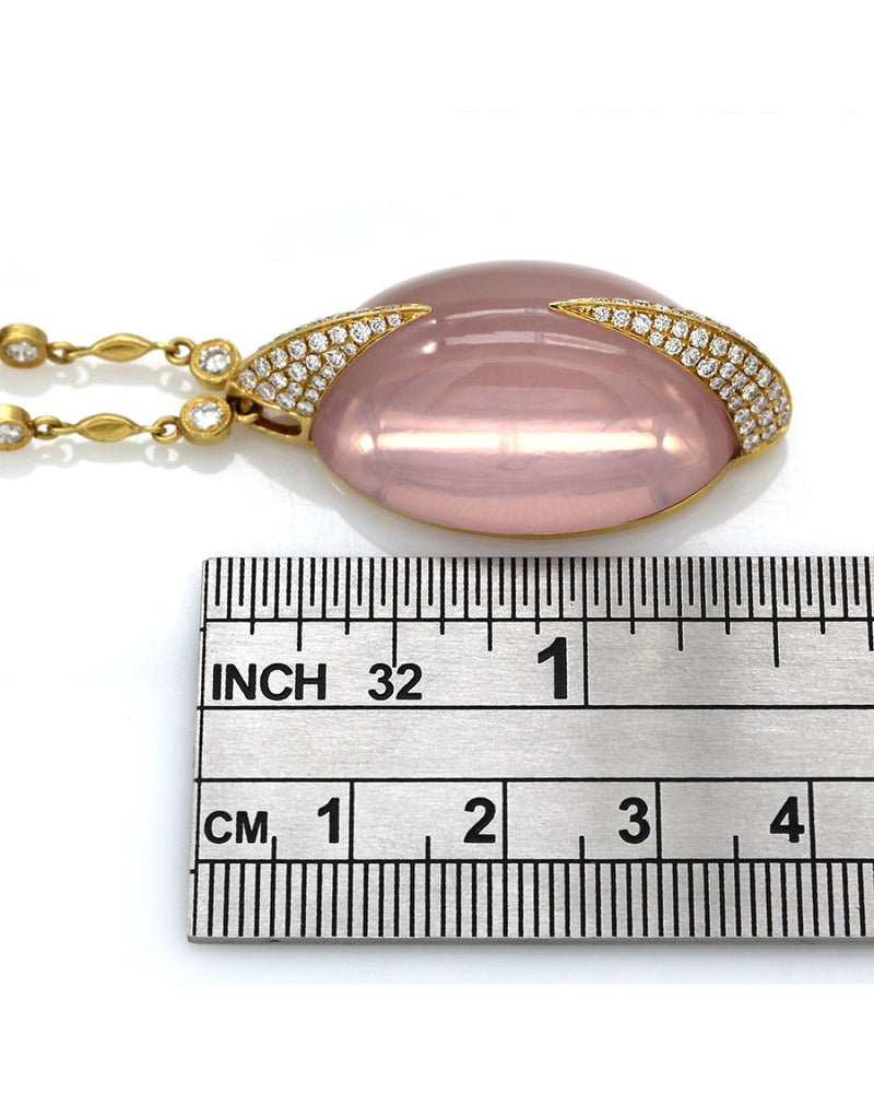 Rose Quartz and Diamond Necklace in Gold