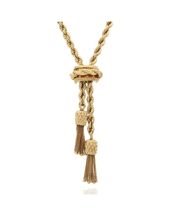 14K Lariat Style Rope Drop Necklace