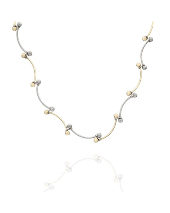 Alternating Bar/Ball Link Choker Necklace