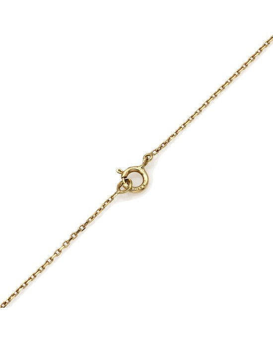 Miniature Square Diamond Drop on Rolo Chain Necklace