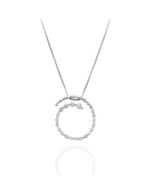 14KW Endless Circle Diamond Drop Necklace