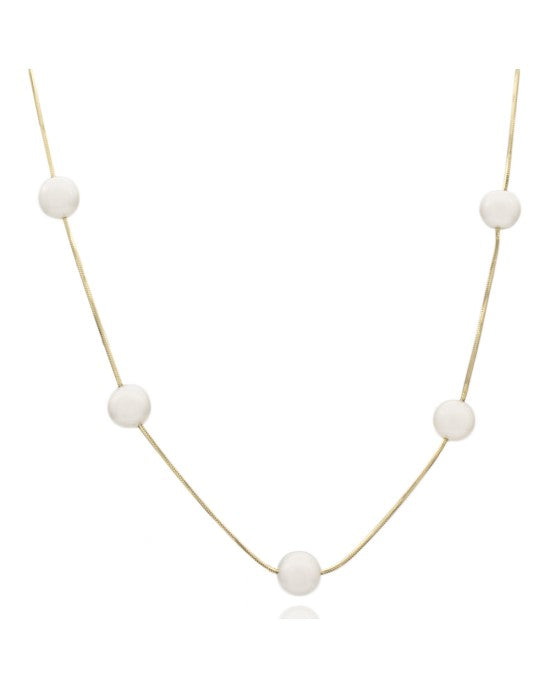 Pearl and Box Chain Necklace 14K