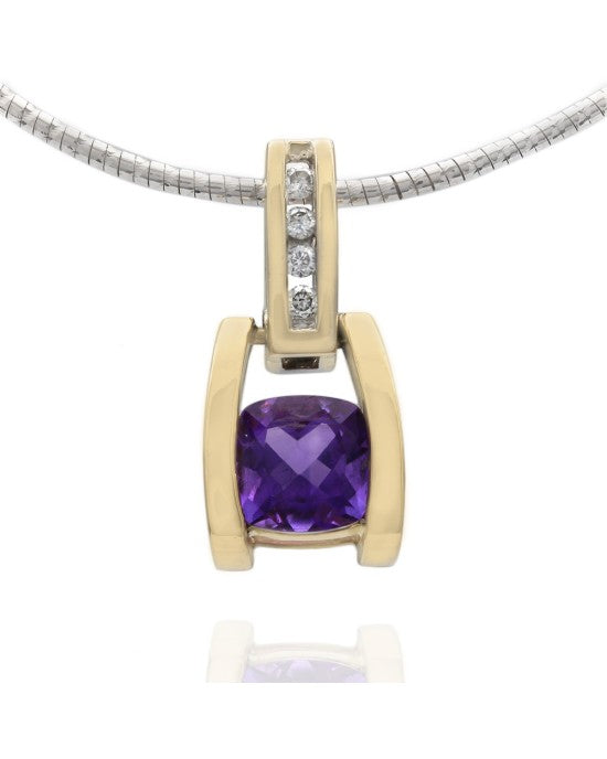 Amethyst and Diamond Drop on Cable Necklace