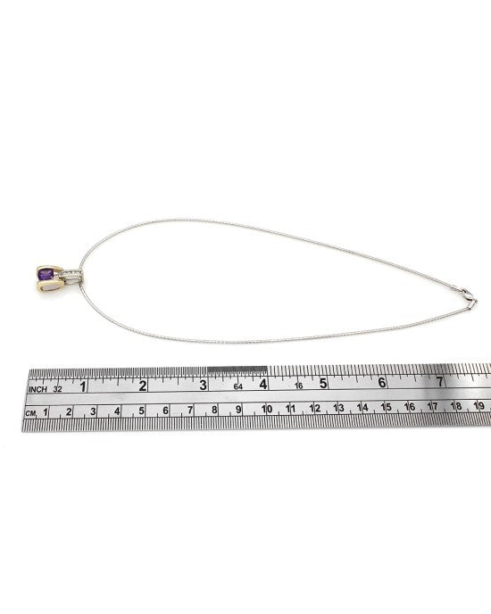 Amethyst and Diamond Drop on Cable Necklace