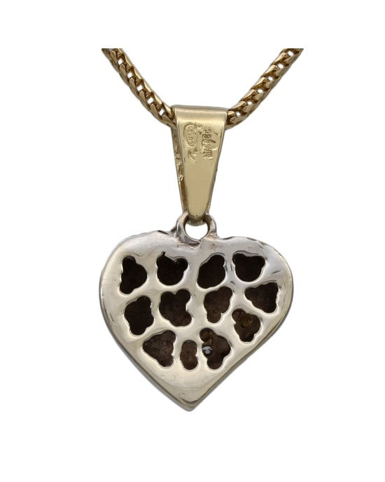 Two Tone Diamond Heart on Wheat Chain Necklace