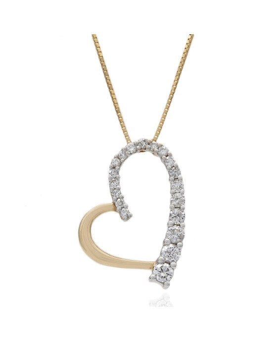 Diamond Open Heart on Box Chain Necklace