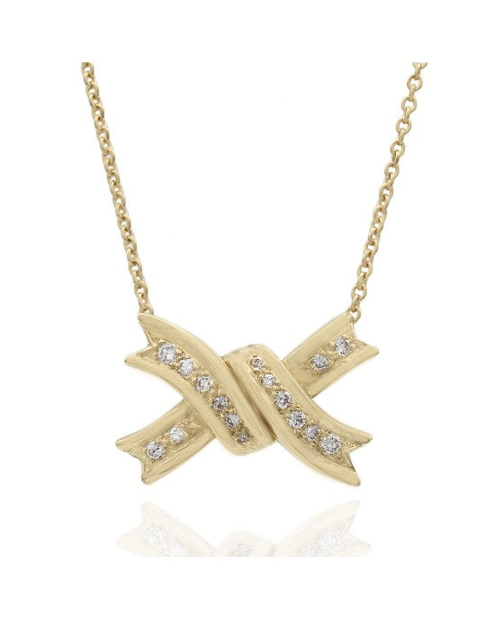 Diamond Ribbon Station Necklace