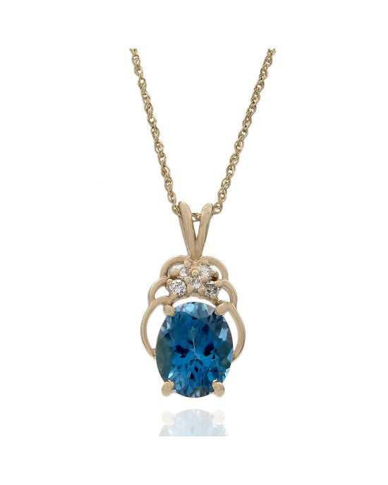 London Blue Topaz and Diamond Drop Necklace