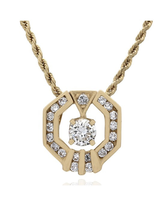 Diamond Drop on Rope Chain Necklace