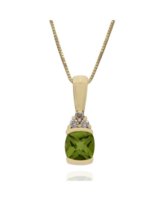 Peridot and Diamond Drop on Box Chain