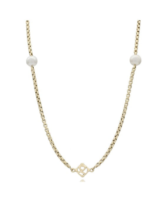 David Yurman Box Chain Pearl Station Necklace