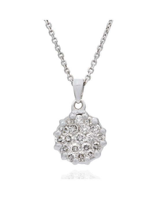 Diamond Pave Round Drop on Cable Chain Necklace