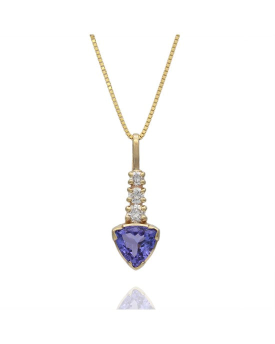 Trilliant Tanzanite and Diamond Drop Necklace