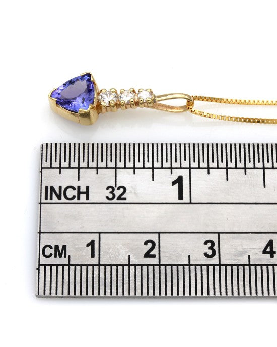 Trilliant Tanzanite and Diamond Drop Necklace