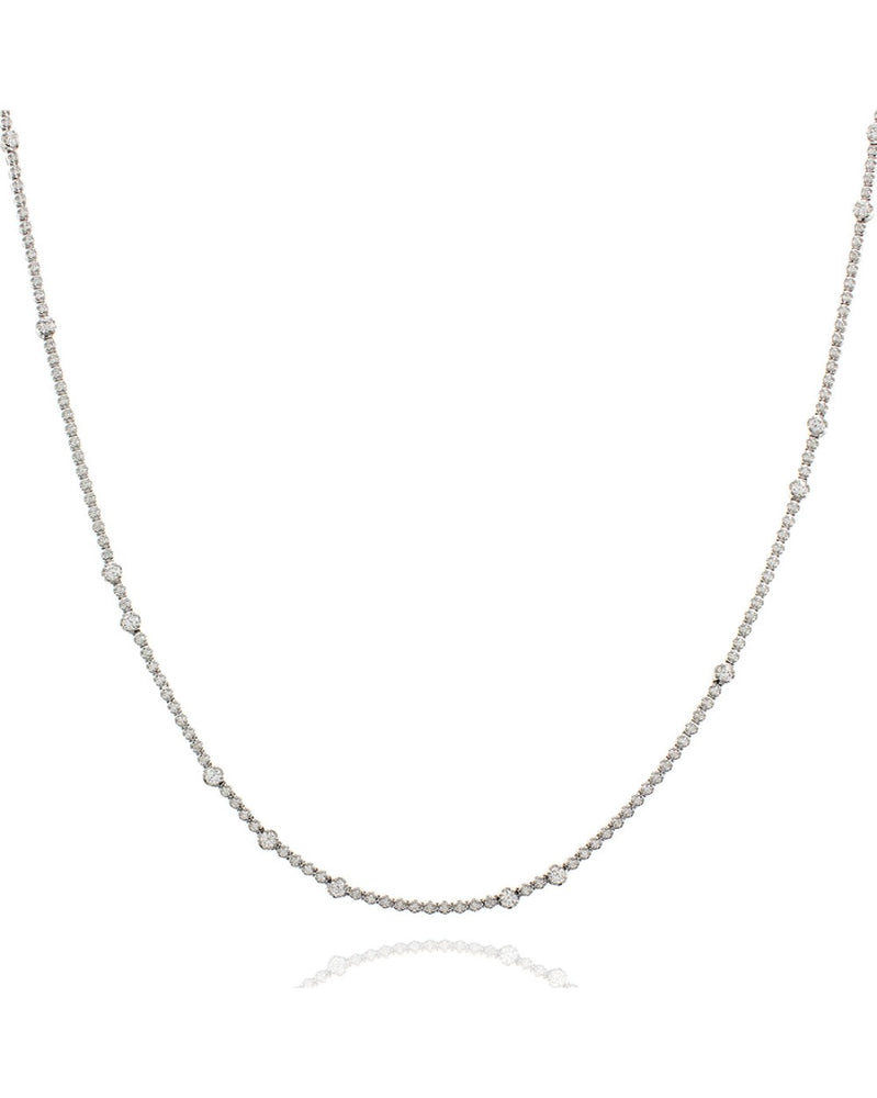 Long Single Strand Diamond Necklace in 14k White Gold