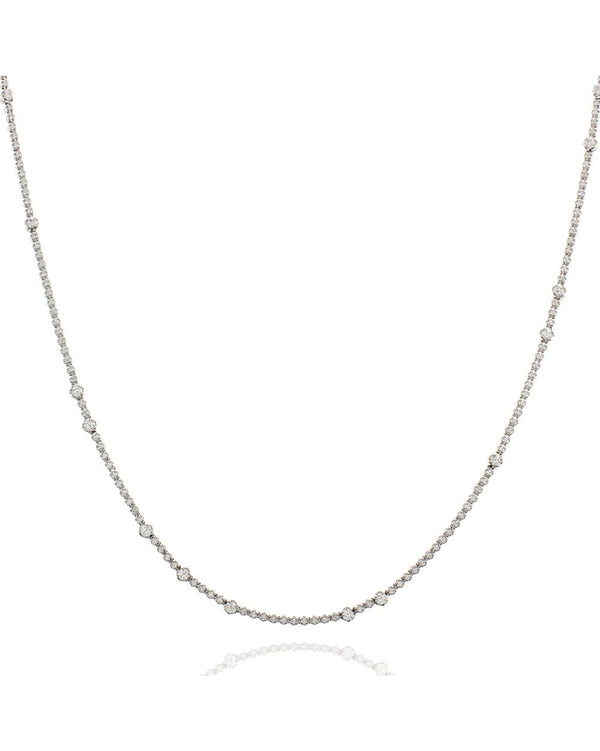 Long Single Strand Diamond Necklace in 14k White Gold